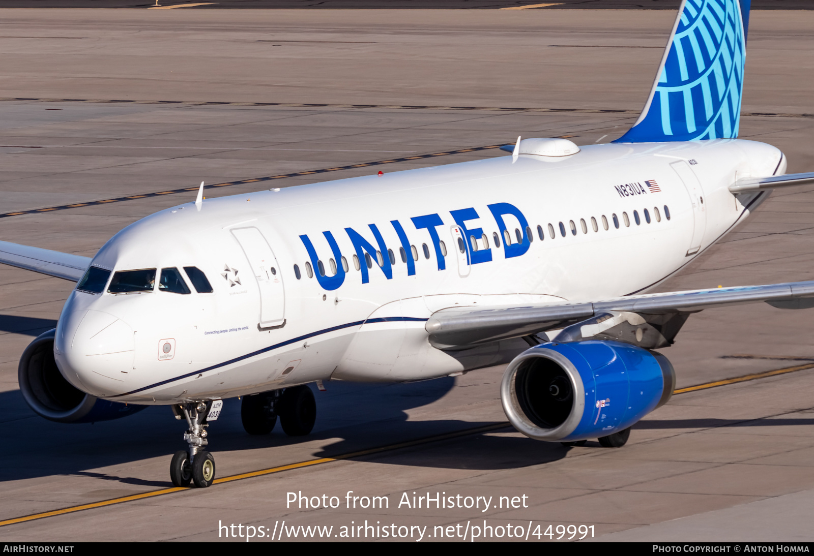 Aircraft Photo of N831UA | Airbus A319-131 | United Airlines | AirHistory.net #449991