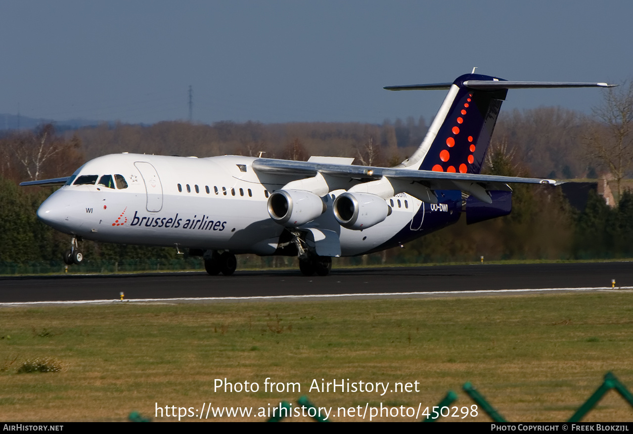 Aircraft Photo of OO-DWI | British Aerospace Avro 146-RJ100 | Brussels Airlines | AirHistory.net #450298