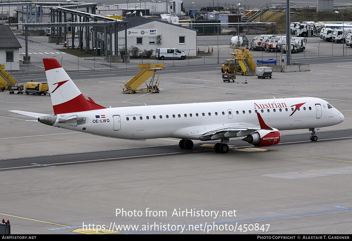 Aircraft Photo of OE-LWQ | Embraer 195LR (ERJ-190-200LR) | Austrian Airlines | AirHistory.net #450847