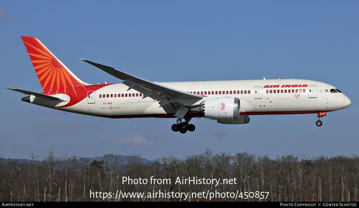 Aircraft Photo of VT-ANZ | Boeing 787-8 Dreamliner | Air India | AirHistory.net #450857