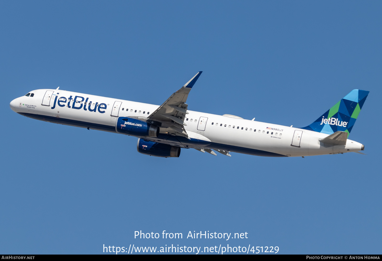 Aircraft Photo of N980JT | Airbus A321-231 | JetBlue Airways | AirHistory.net #451229