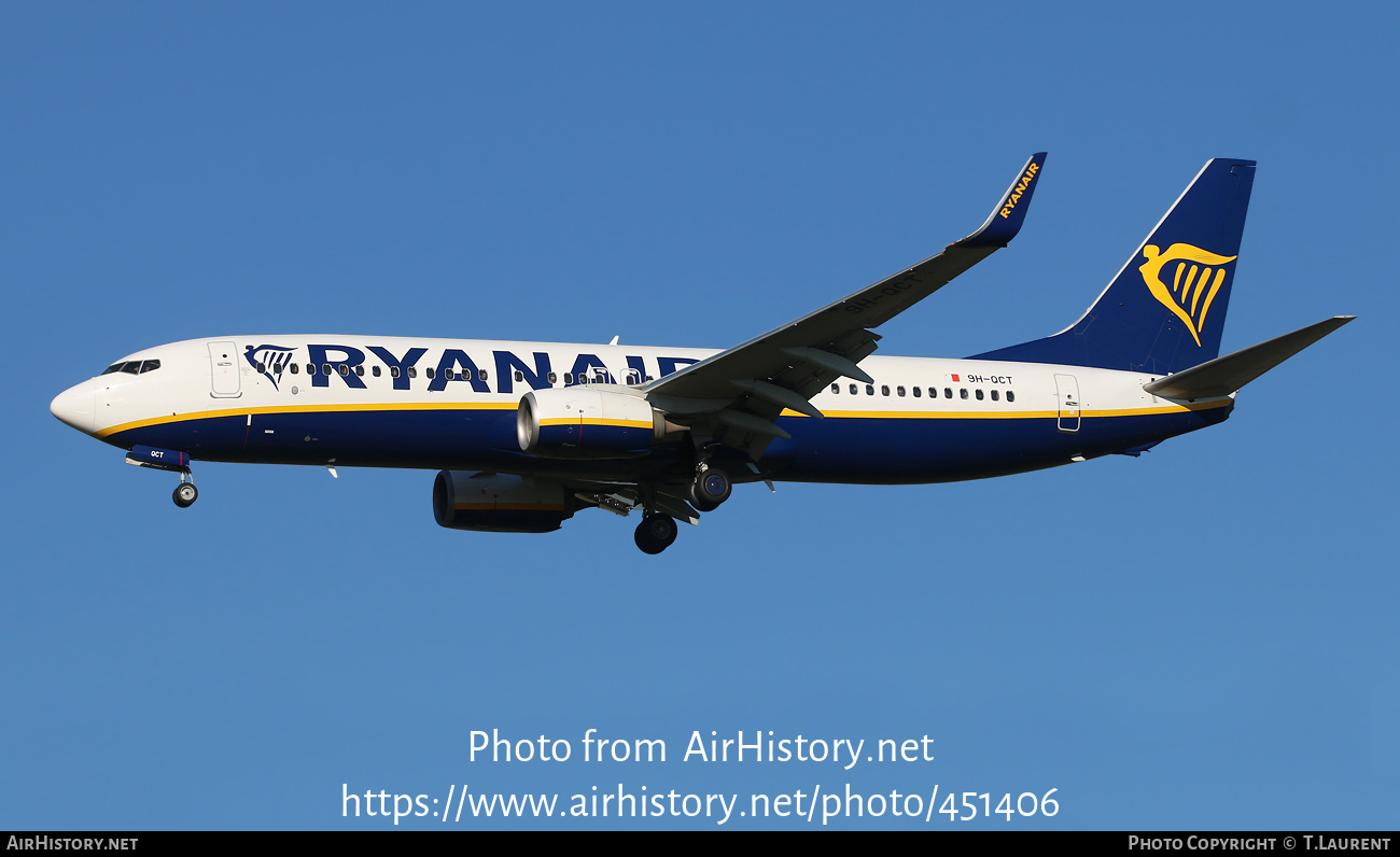 Aircraft Photo of 9H-QCT | Boeing 737-8AS | Ryanair | AirHistory.net #451406