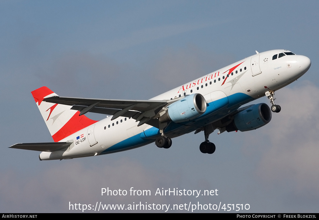 Aircraft Photo of OE-LDF | Airbus A319-112 | Austrian Airlines | AirHistory.net #451510