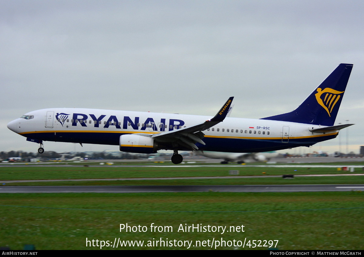 Aircraft Photo of SP-RSC | Boeing 737-800 | Ryanair | AirHistory.net #452297