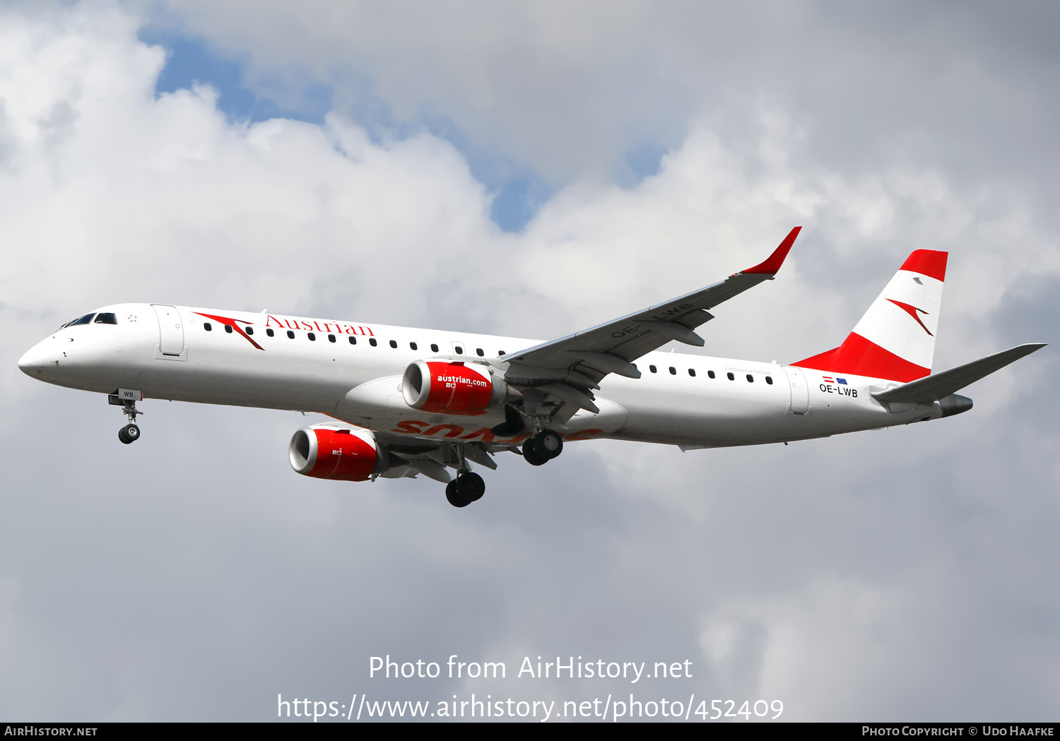 Aircraft Photo of OE-LWB | Embraer 195LR (ERJ-190-200LR) | Austrian Airlines | AirHistory.net #452409