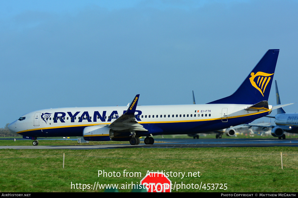 Aircraft Photo of EI-FTK | Boeing 737-800 | Ryanair | AirHistory.net #453725