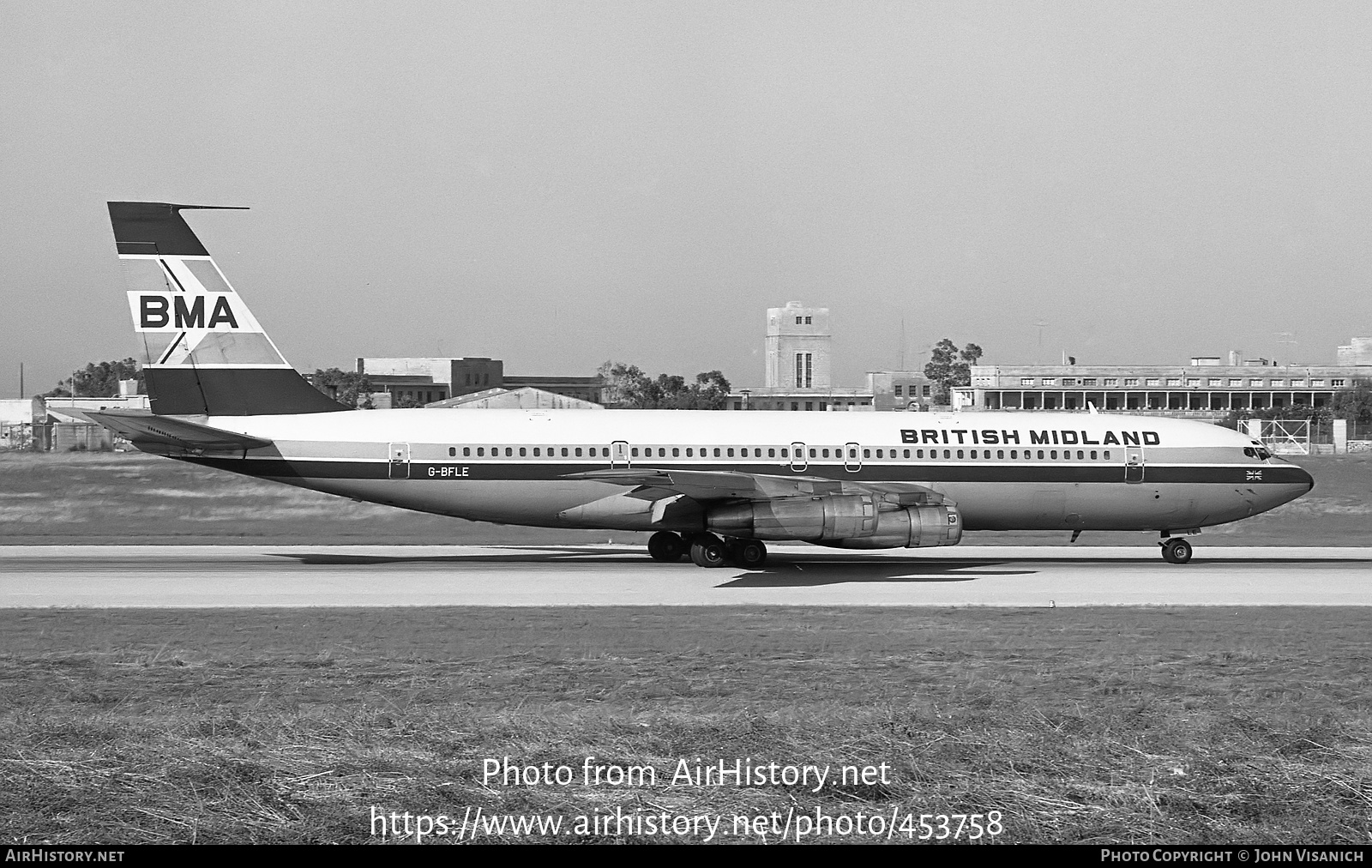 Aircraft Photo of G-BFLE | Boeing 707-338C | British Midland Airways - BMA | AirHistory.net #453758