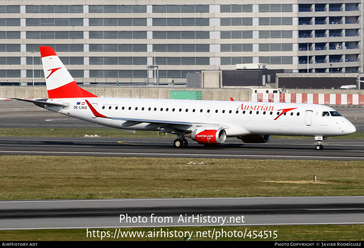 Aircraft Photo of OE-LWQ | Embraer 195LR (ERJ-190-200LR) | Austrian Airlines | AirHistory.net #454515