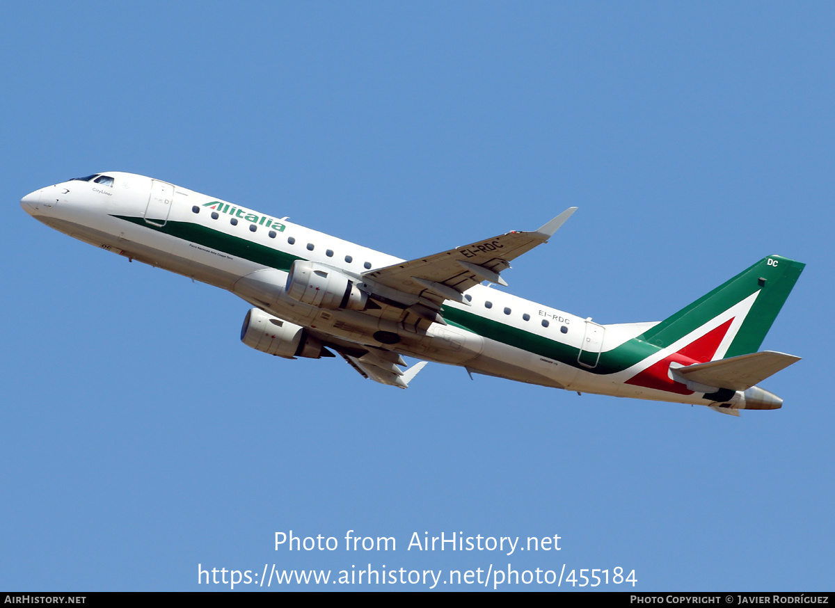 Aircraft Photo of EI-RDC | Embraer 175STD (ERJ-170-200STD) | Alitalia CityLiner | AirHistory.net #455184