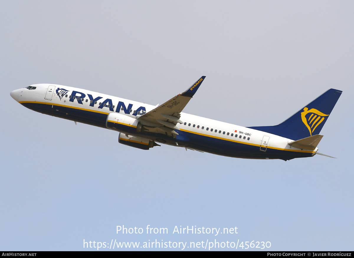 Aircraft Photo of 9H-QBC | Boeing 737-800 | Ryanair | AirHistory.net #456230