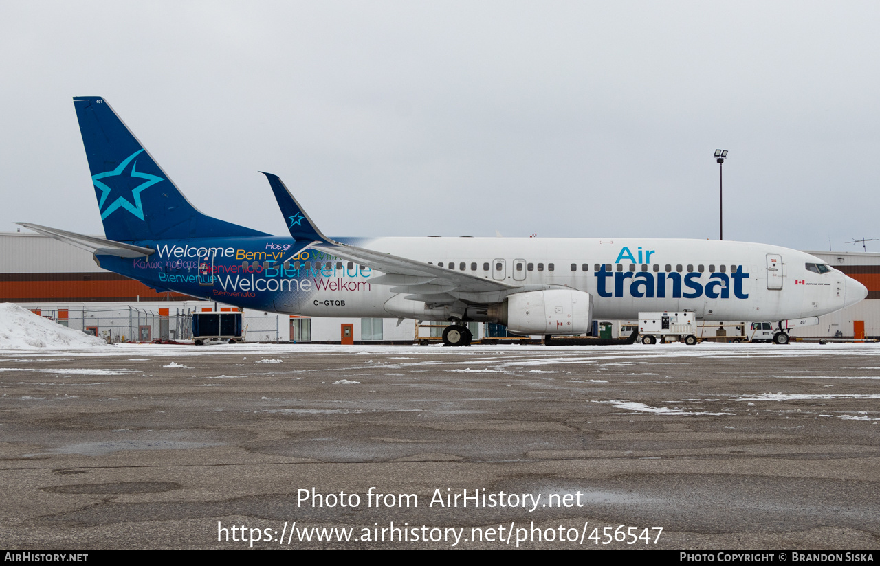 Aircraft Photo of C-GTQB | Boeing 737-8Q8 | Air Transat | AirHistory.net #456547