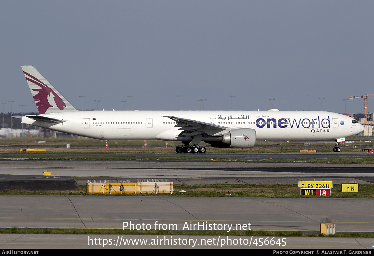 Aircraft Photo of A7-BAB | Boeing 777-3DZ/ER | Qatar Airways | AirHistory.net #456645