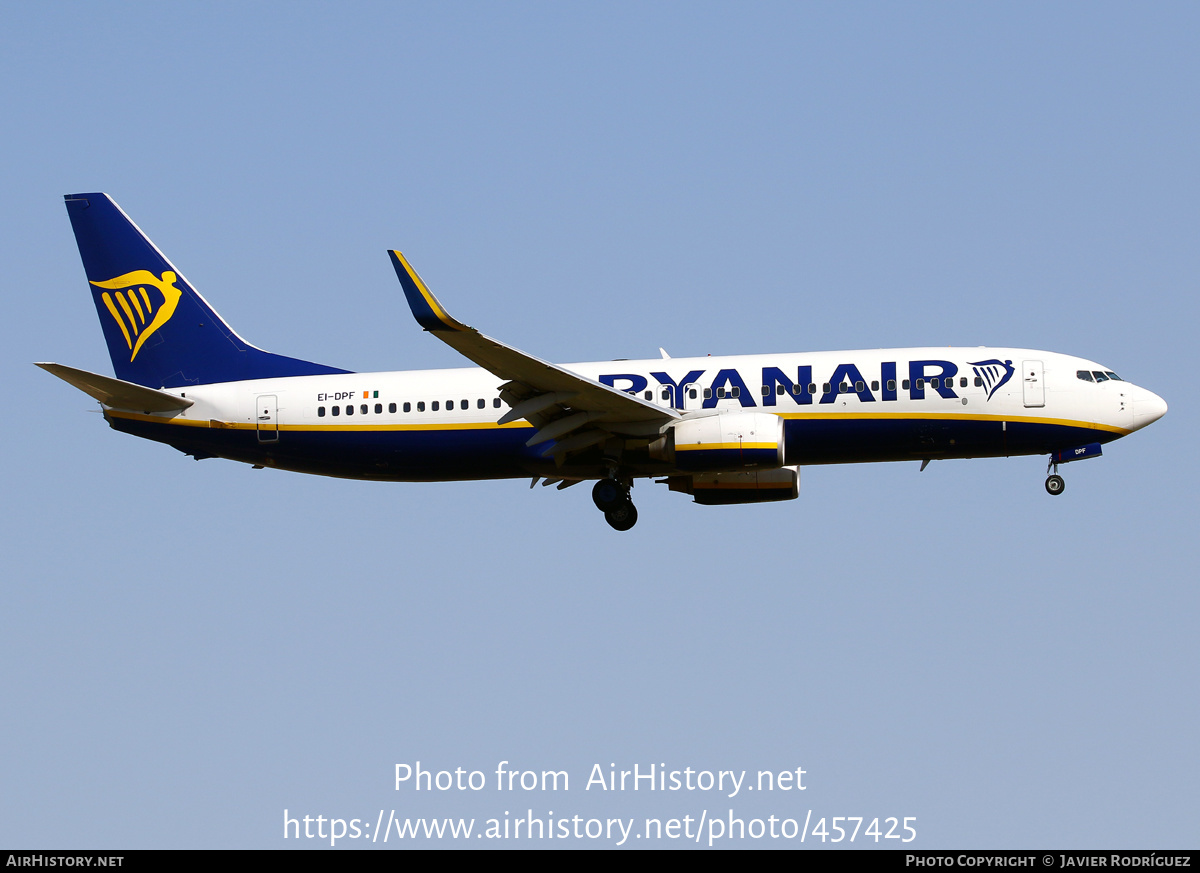 Aircraft Photo of EI-DPF | Boeing 737-8AS | Ryanair | AirHistory.net #457425