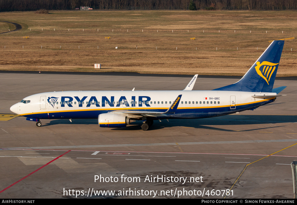 Aircraft Photo of 9H-QBC | Boeing 737-800 | Ryanair | AirHistory.net #460781