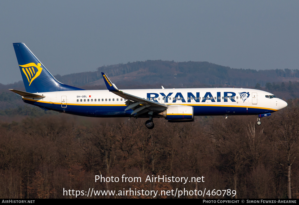 Aircraft Photo of 9H-QBL | Boeing 737-8AS | Ryanair | AirHistory.net #460789