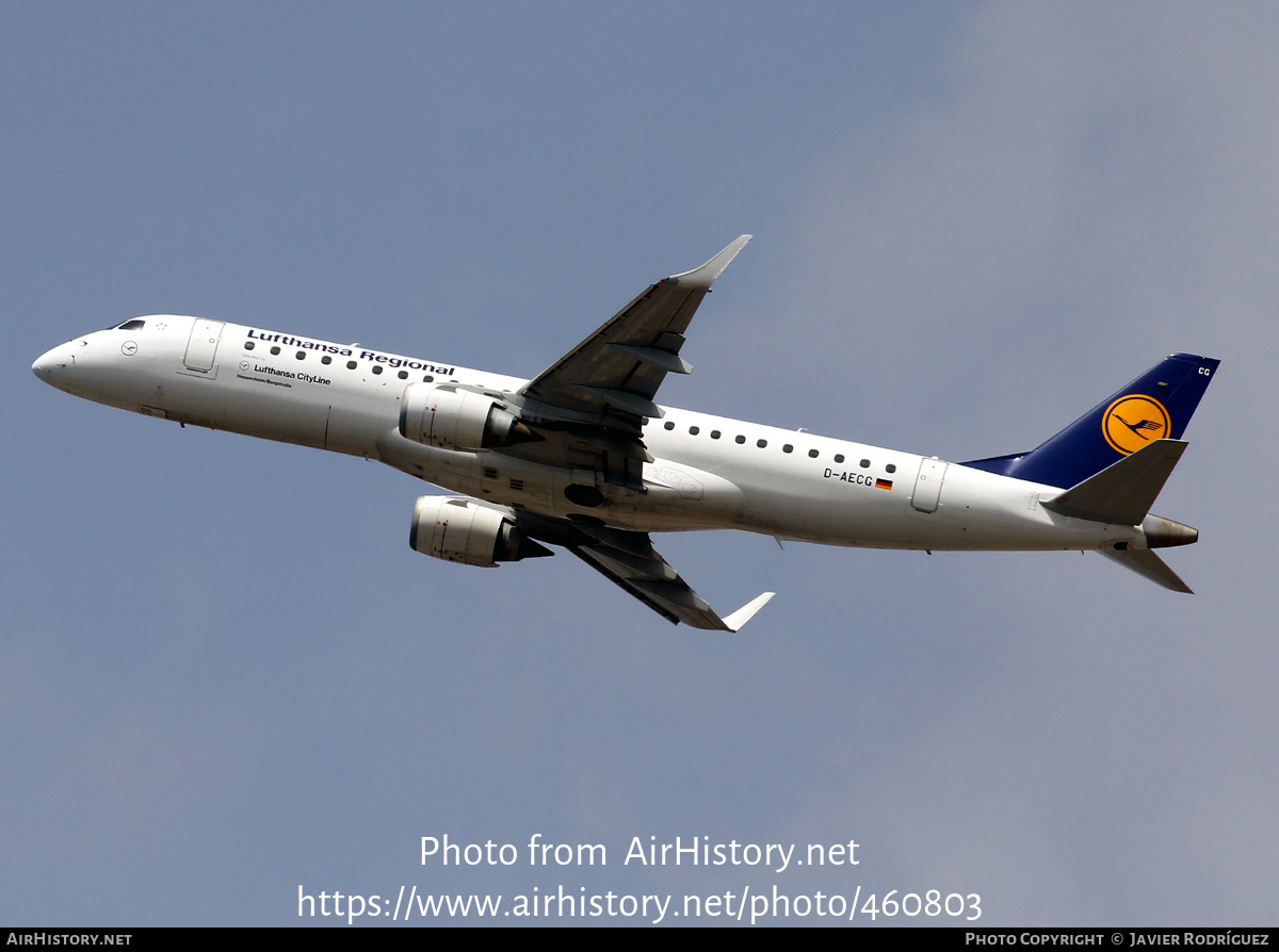 Aircraft Photo of D-AECG | Embraer 190LR (ERJ-190-100LR) | Lufthansa Regional | AirHistory.net #460803