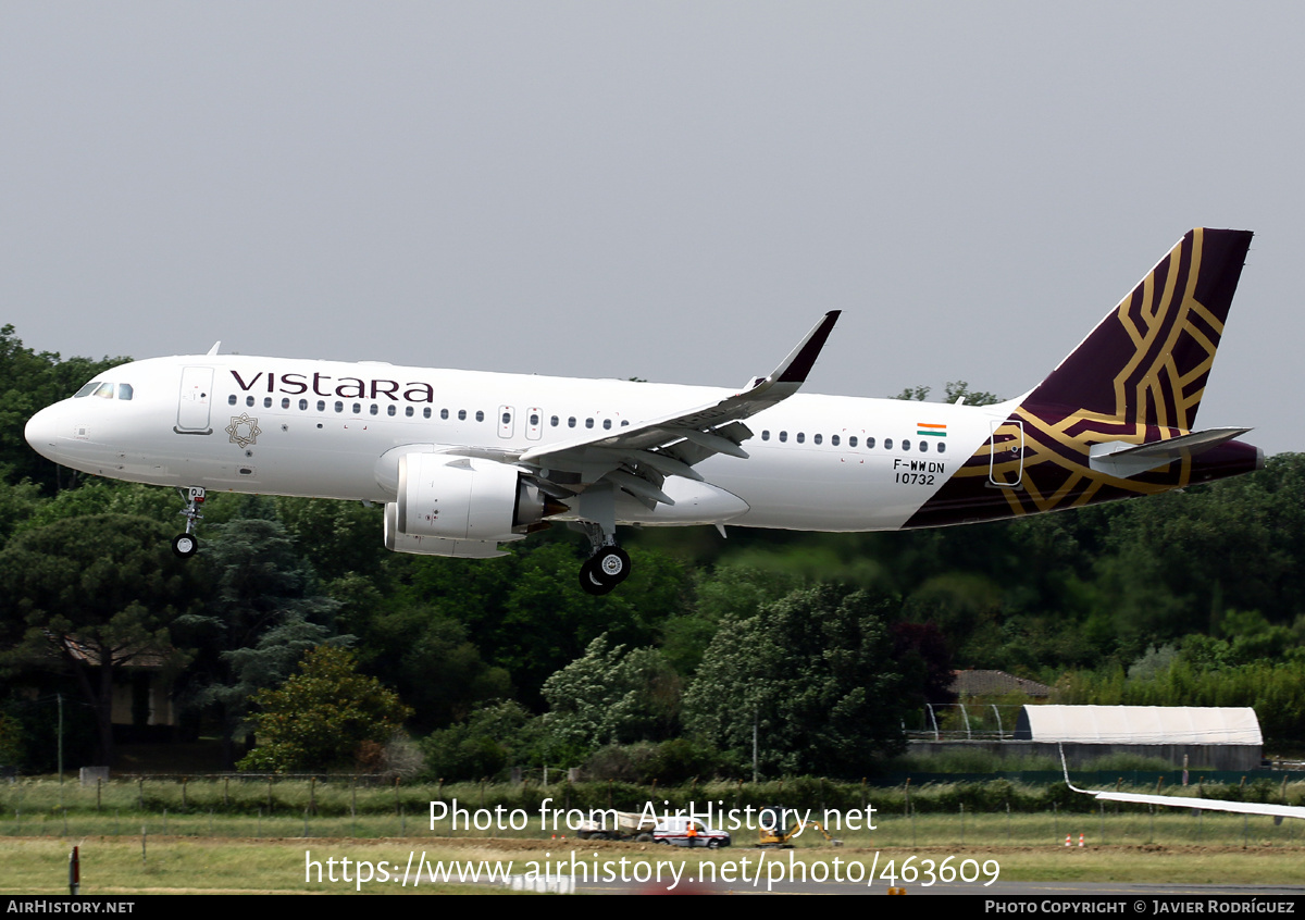 Aircraft Photo of F-WWDN / VT-TQJ | Airbus A320-251N | Vistara | AirHistory.net #463609