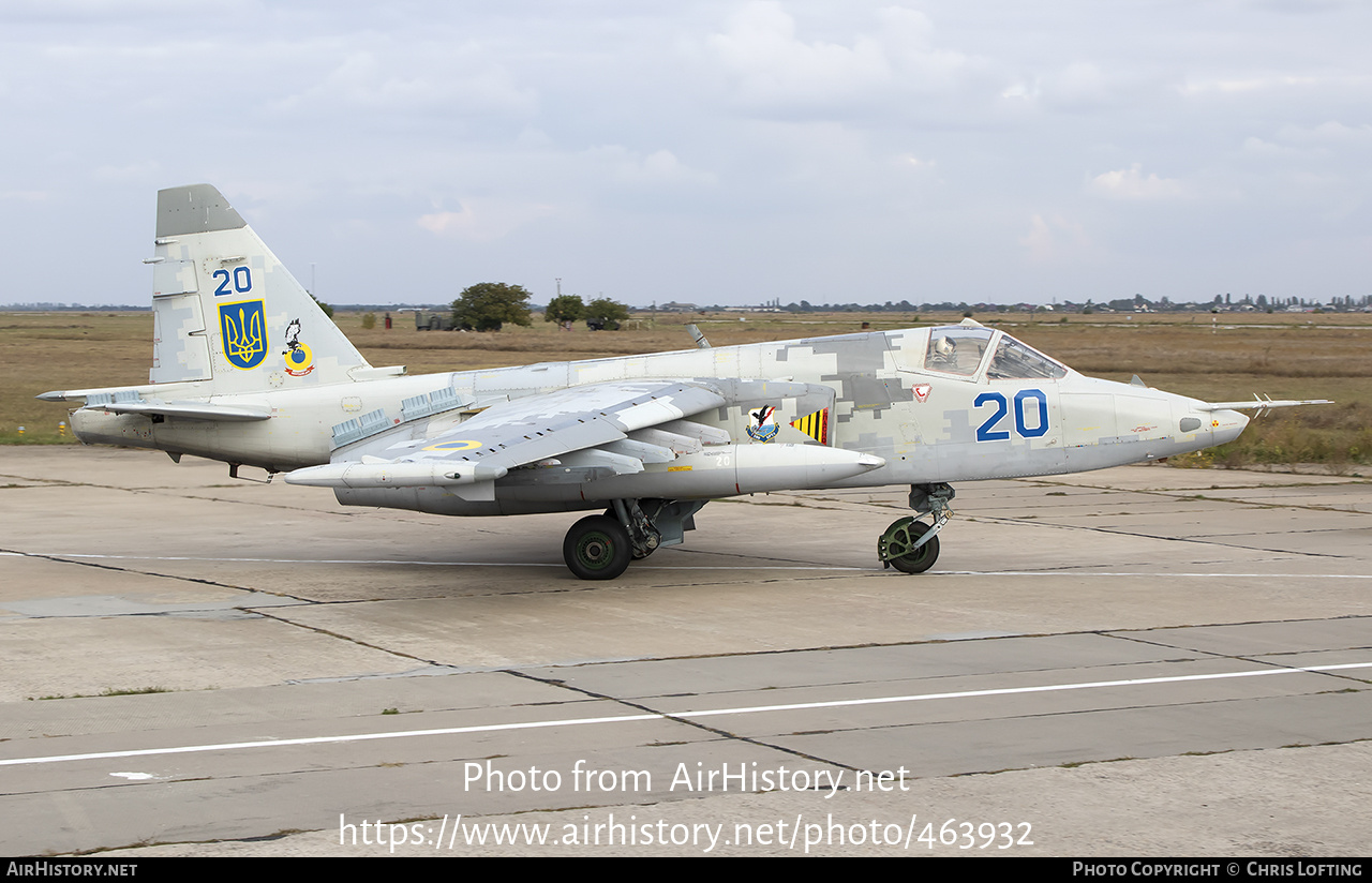 Aircraft Photo of 20 blue | Sukhoi Su-25M1 | Ukraine - Air Force | AirHistory.net #463932