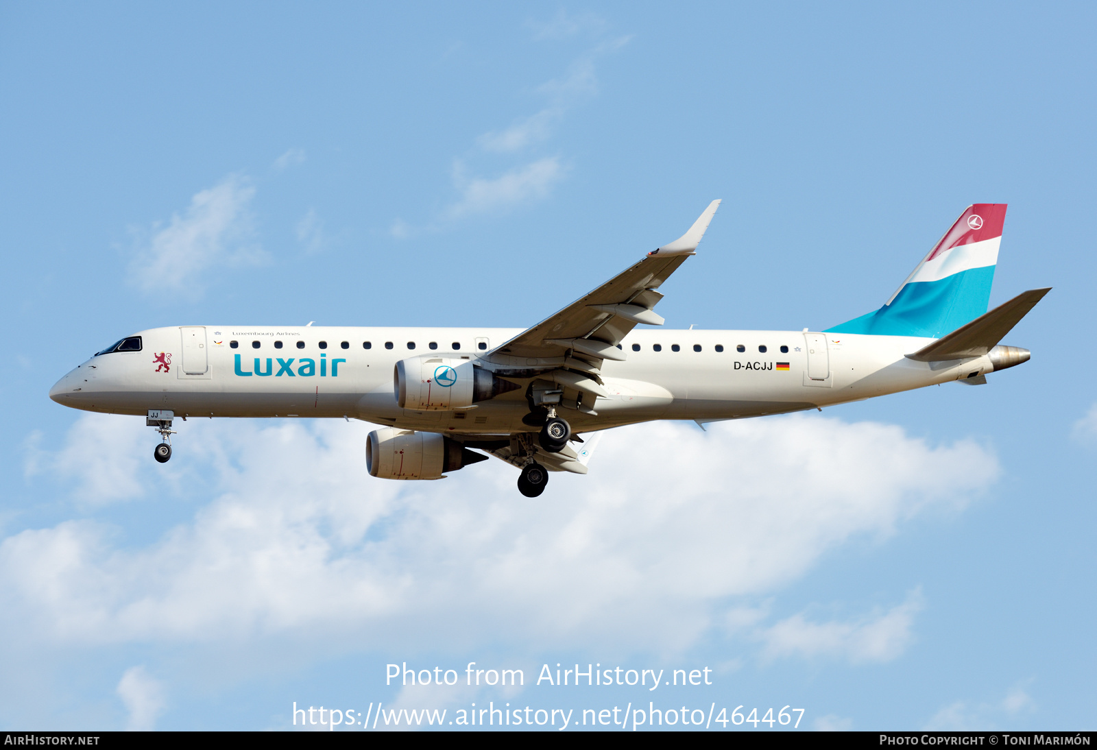 Aircraft Photo of D-ACJJ | Embraer 190LR (ERJ-190-100LR) | Luxair | AirHistory.net #464467