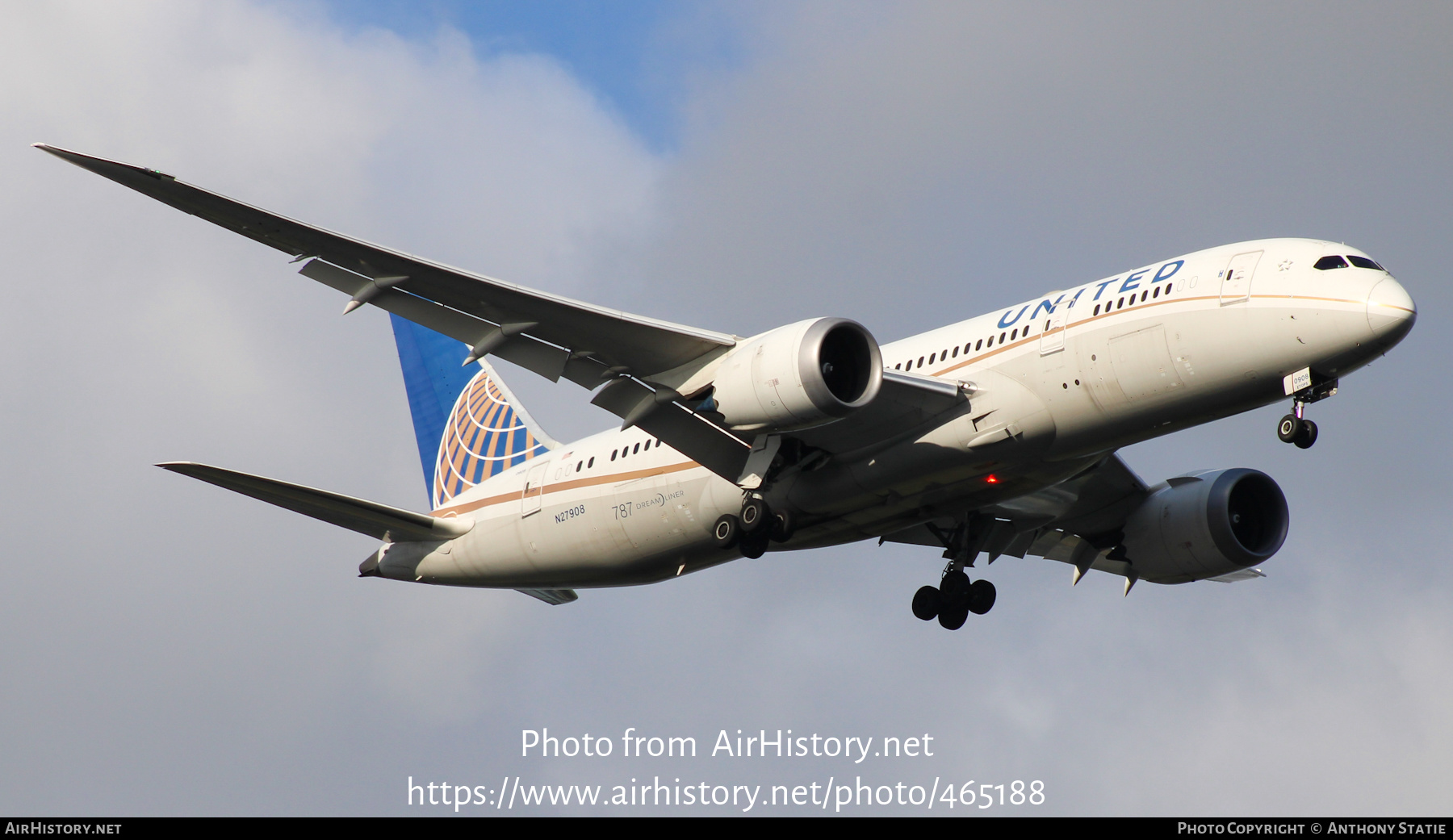 Aircraft Photo of N27908 | Boeing 787-8 Dreamliner | United Airlines | AirHistory.net #465188