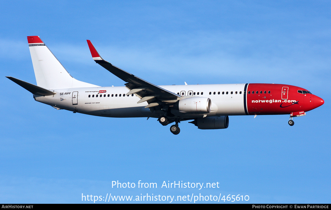 Aircraft Photo of SE-RPF | Boeing 737-8JP | Norwegian | AirHistory.net #465610