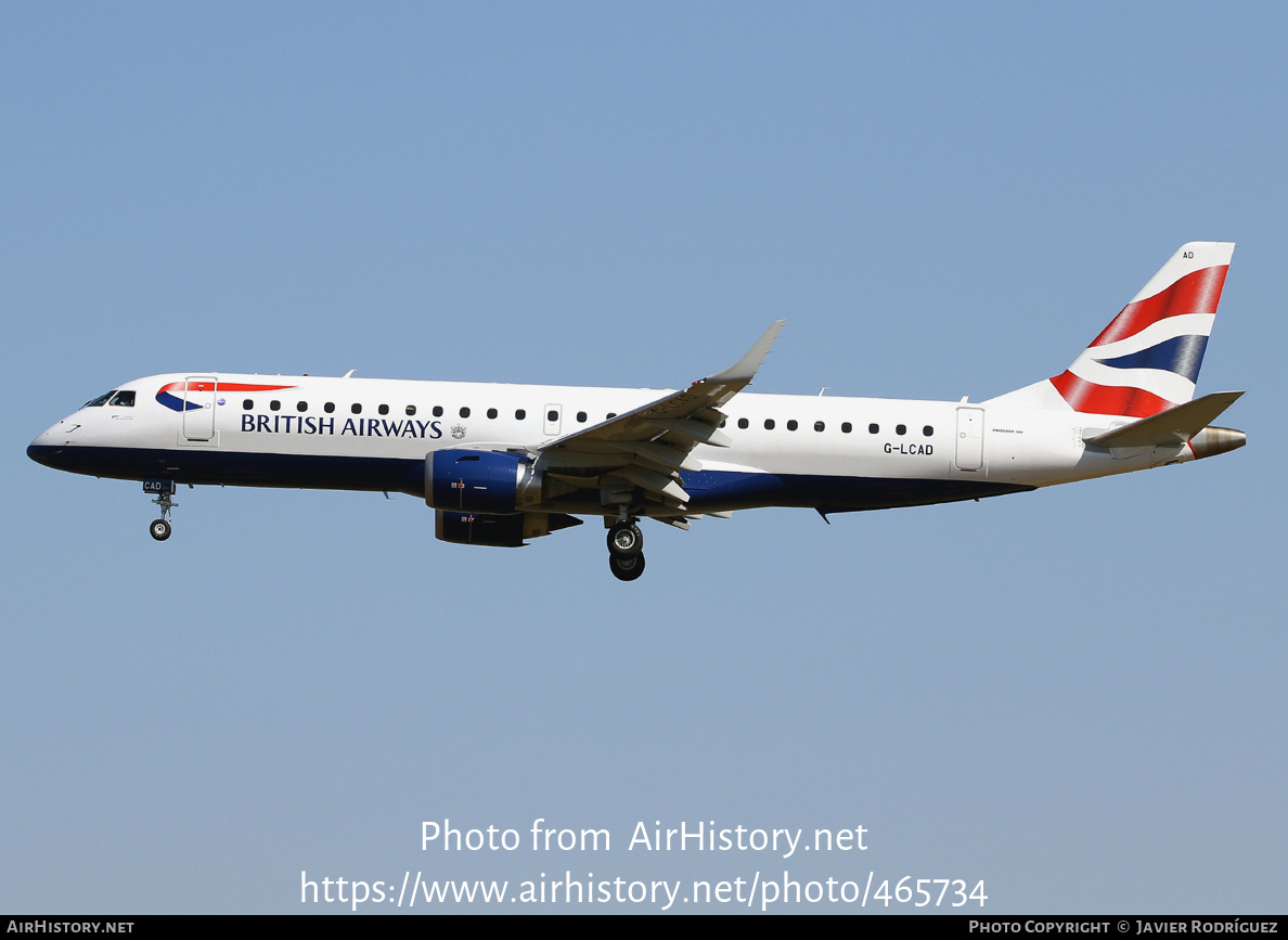 Aircraft Photo of G-LCAD | Embraer 190SR (ERJ-190-100SR) | British Airways | AirHistory.net #465734