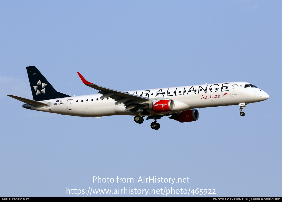 Aircraft Photo of OE-LWH | Embraer 195LR (ERJ-190-200LR) | Austrian Airlines | AirHistory.net #465922