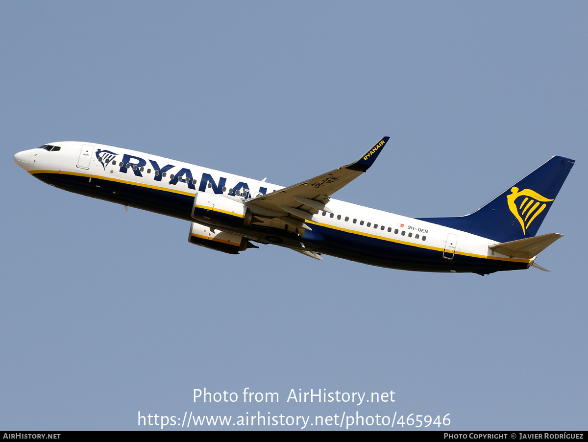 Aircraft Photo of 9H-QEN | Boeing 737-800 | Ryanair | AirHistory.net #465946