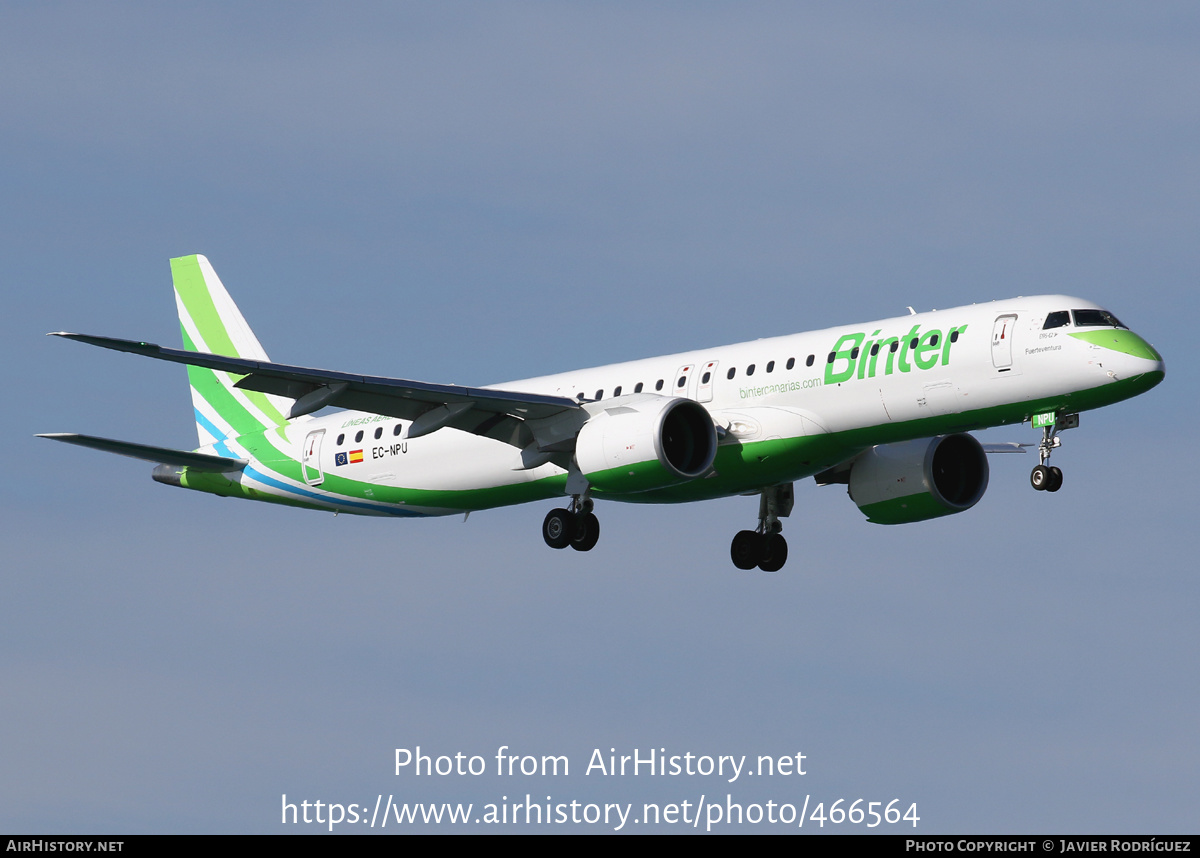 Aircraft Photo of EC-NPU | Embraer 195-E2 (ERJ-190-400) | Binter Canarias | AirHistory.net #466564