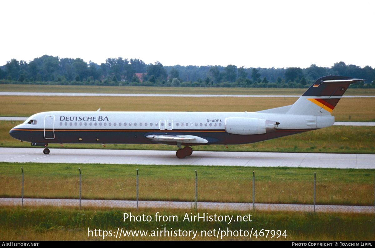 Aircraft Photo of D-ADFA | Fokker 100 (F28-0100) | Deutsche BA | AirHistory.net #467994