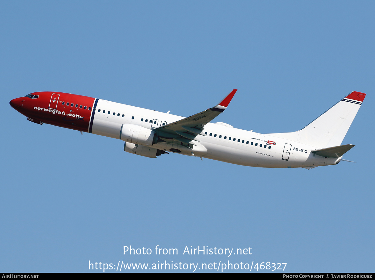 Aircraft Photo of SE-RPG | Boeing 737-8JP | Norwegian | AirHistory.net #468327