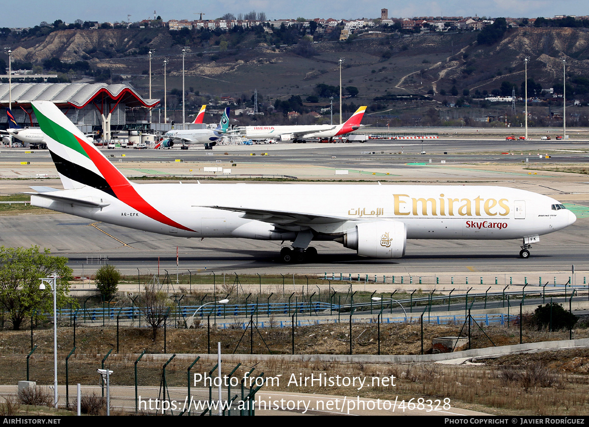 Aircraft Photo of A6-EFK | Boeing 777-F1H | Emirates SkyCargo | AirHistory.net #468328