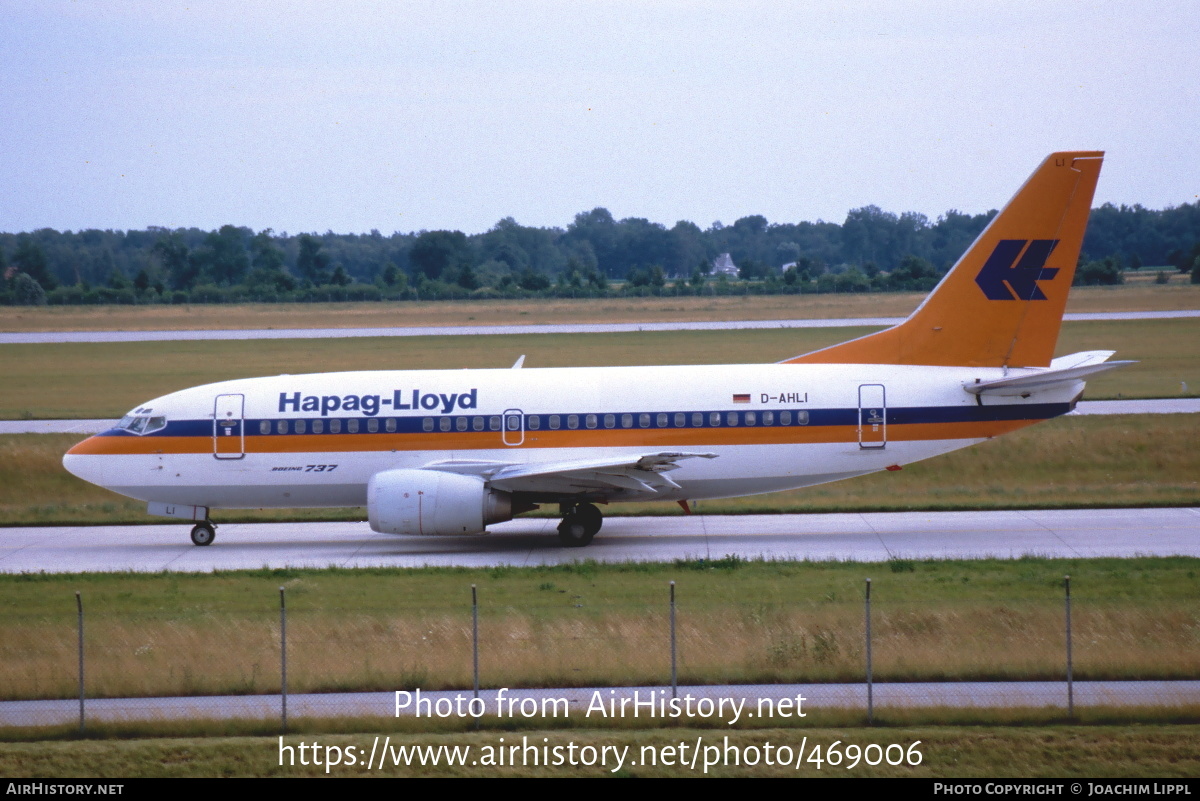 Aircraft Photo of D-AHLI | Boeing 737-5K5 | Hapag-Lloyd | AirHistory.net #469006