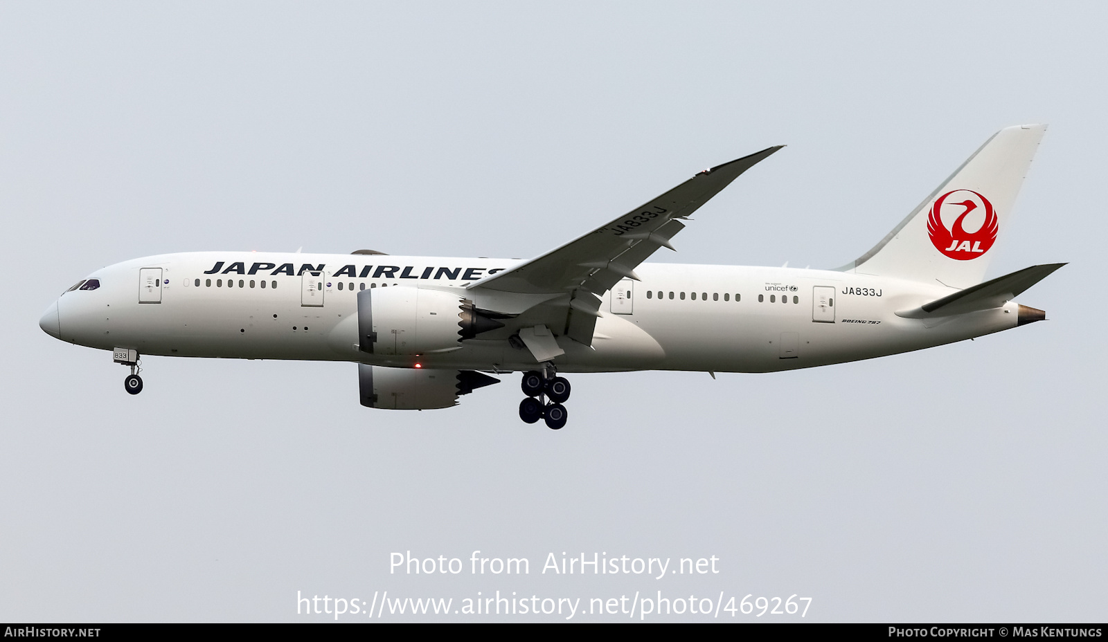 Aircraft Photo of JA833J | Boeing 787-8 Dreamliner | Japan Airlines - JAL | AirHistory.net #469267