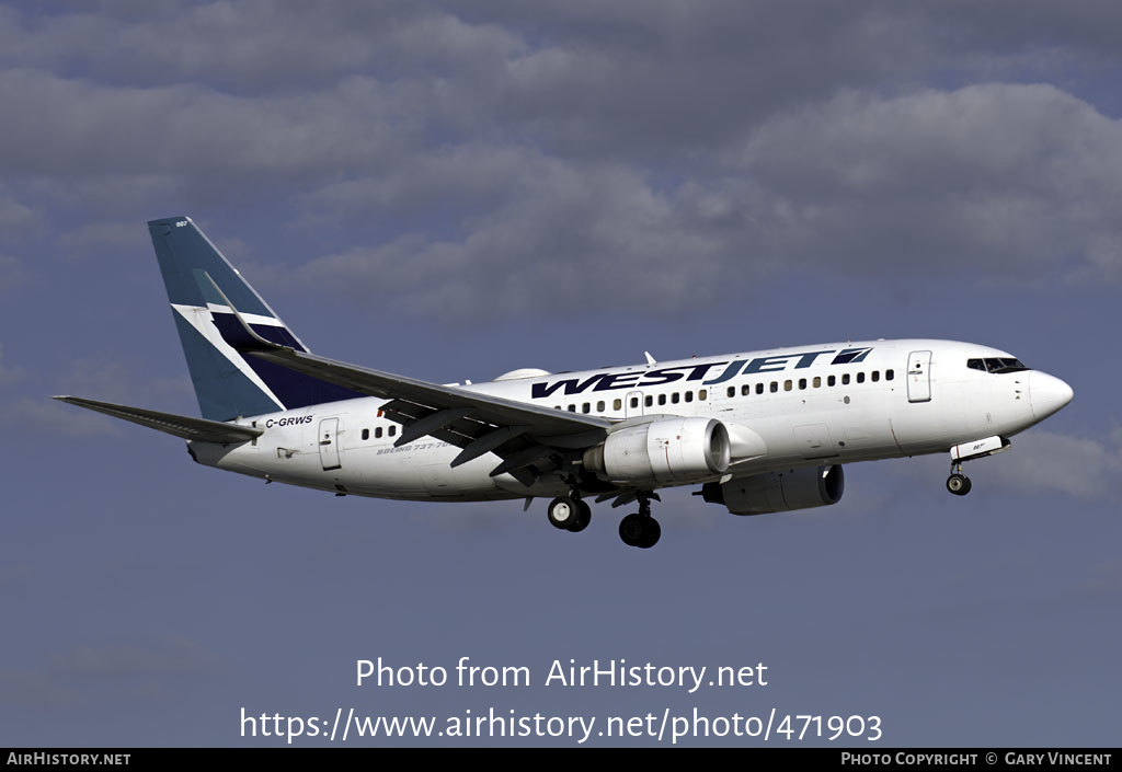 Aircraft Photo of C-GRWS | Boeing 737-76N | WestJet | AirHistory.net #471903