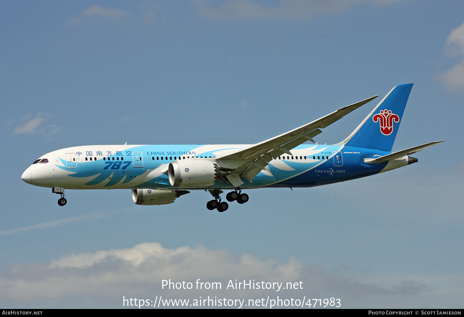 Aircraft Photo of B-2725 | Boeing 787-8 Dreamliner | China Southern Airlines | AirHistory.net #471983