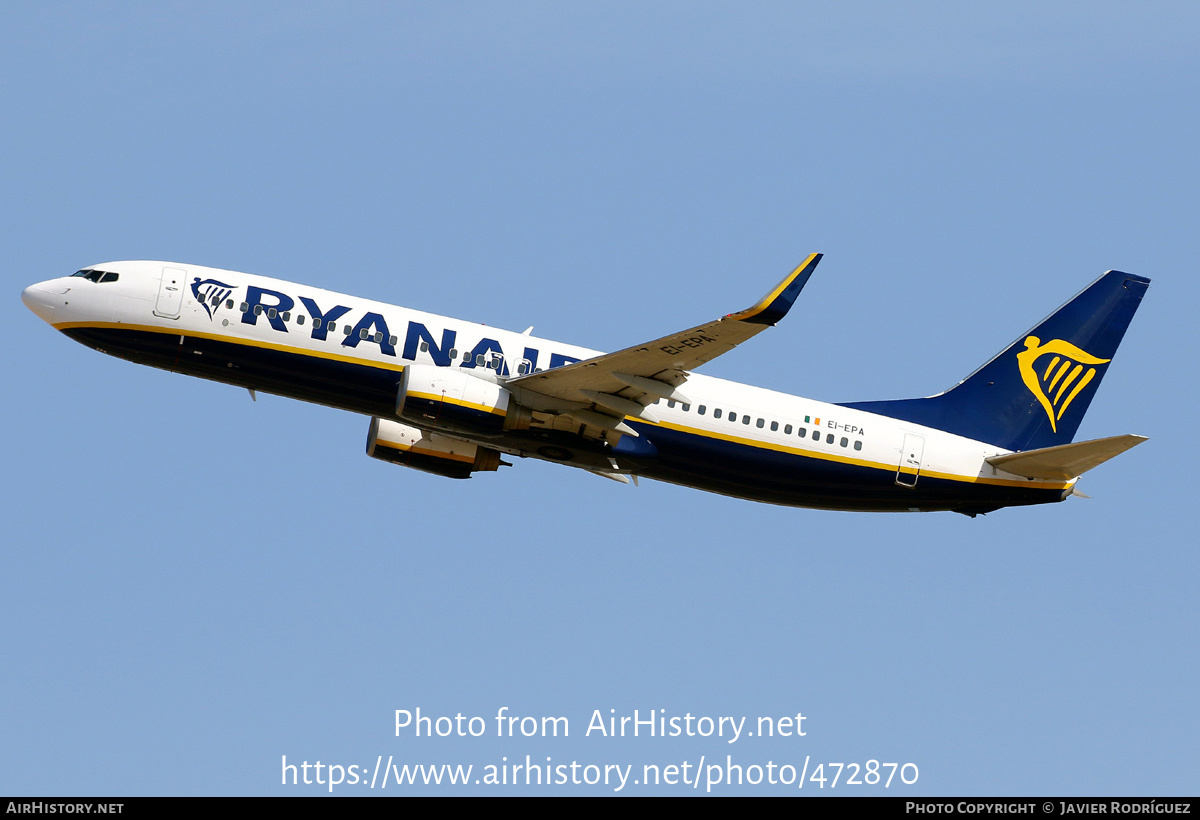 Aircraft Photo of EI-EPA | Boeing 737-8AS | Ryanair | AirHistory.net #472870