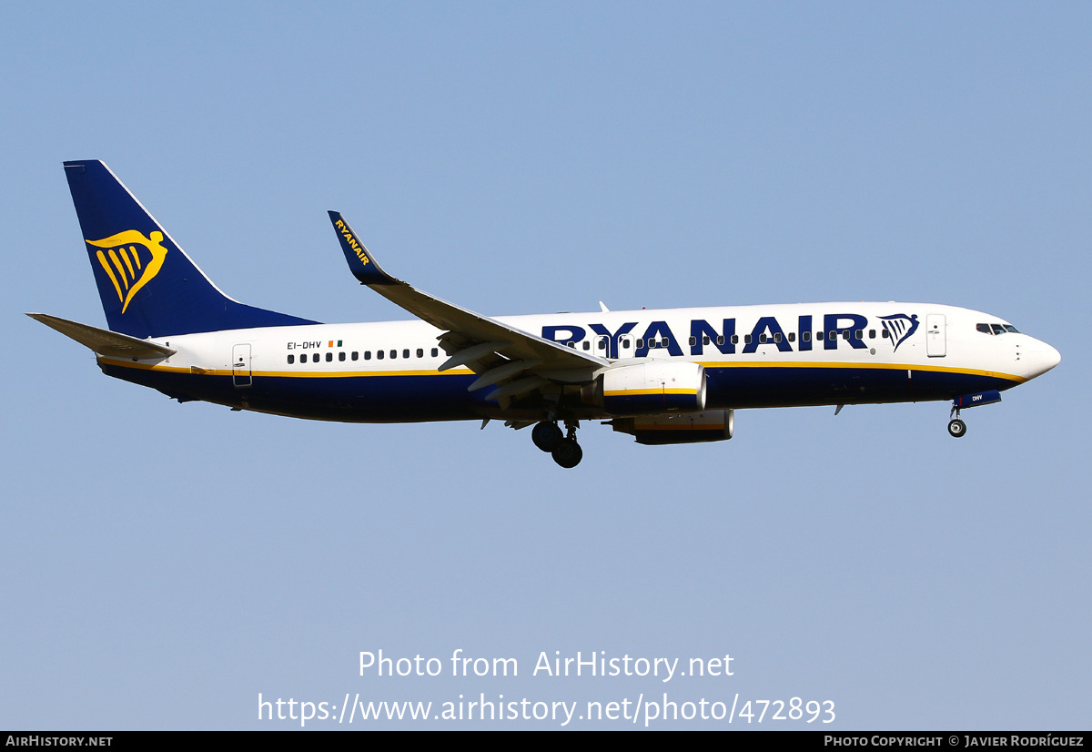 Aircraft Photo of EI-DHV | Boeing 737-8AS | Ryanair | AirHistory.net #472893