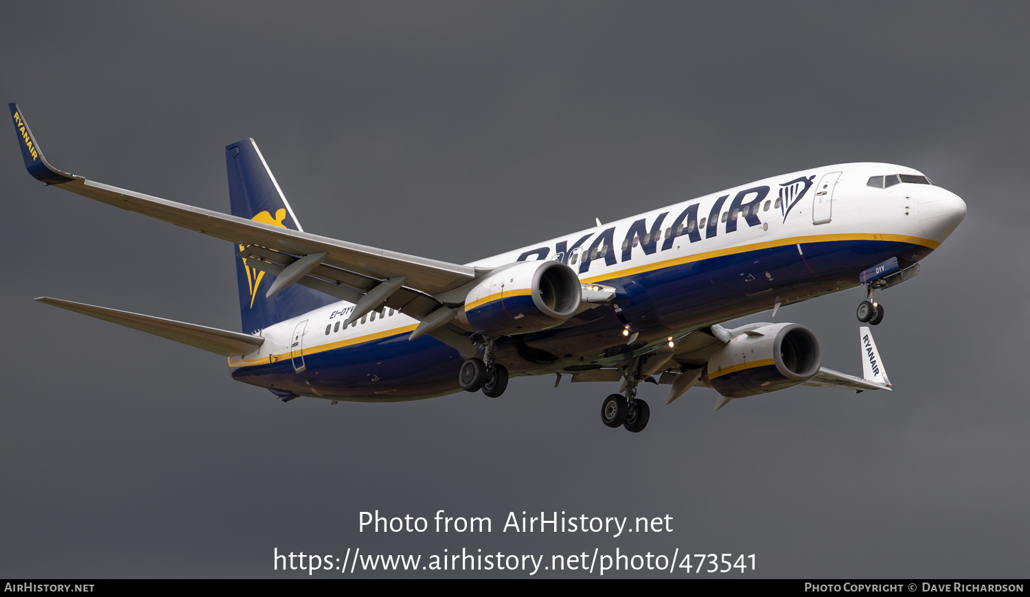 Aircraft Photo of EI-DYV | Boeing 737-8AS | Ryanair | AirHistory.net #473541