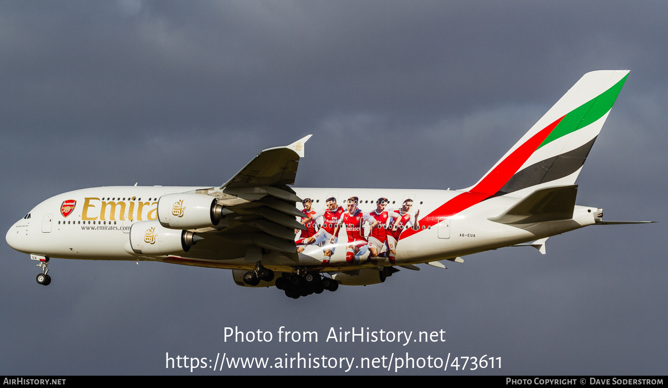 Aircraft Photo of A6-EUA | Airbus A380-861 | Emirates | AirHistory.net #473611