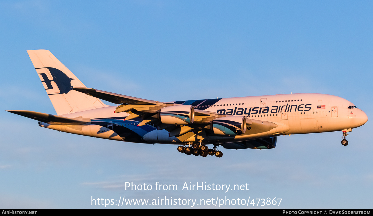 Aircraft Photo of 9M-MND | Airbus A380-841 | Malaysia Airlines | AirHistory.net #473867