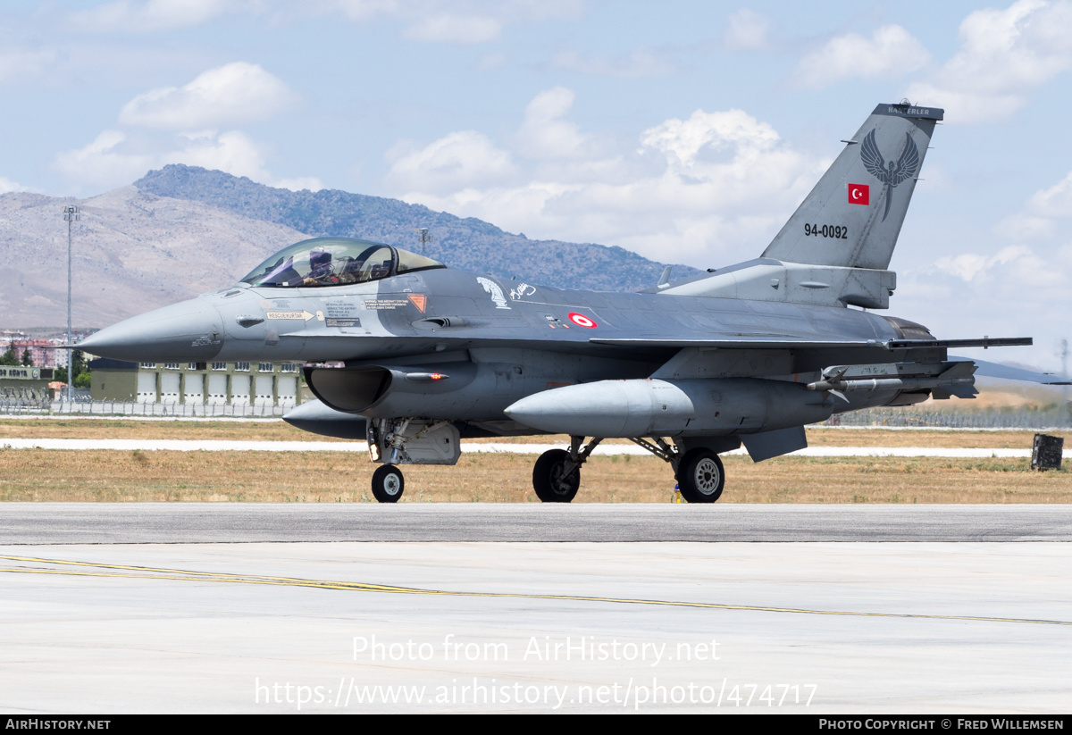 Aircraft Photo of 94-0092 | General Dynamics F-16C Fighting Falcon | Turkey - Air Force | AirHistory.net #474717