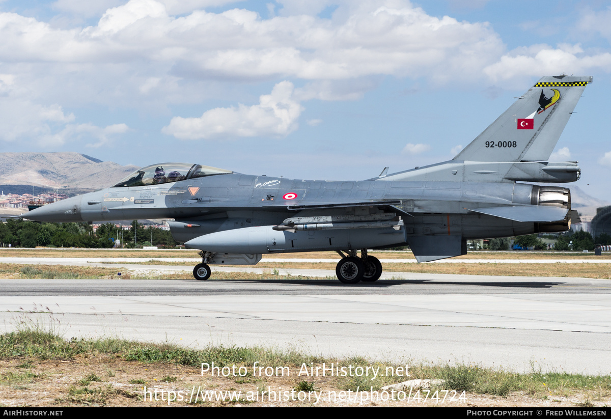 Aircraft Photo of 92-0008 | Lockheed F-16CG Fighting Falcon | Turkey - Air Force | AirHistory.net #474724