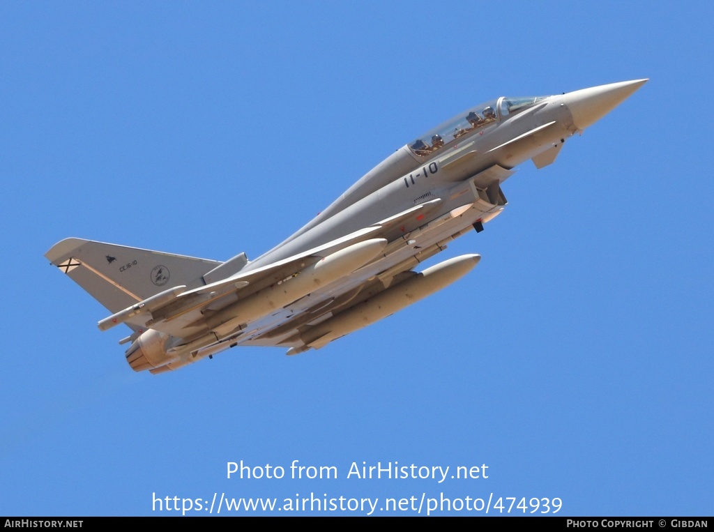 Aircraft Photo of CE.16-10 | Eurofighter EF-2000 Typhoon T | Spain - Air Force | AirHistory.net #474939