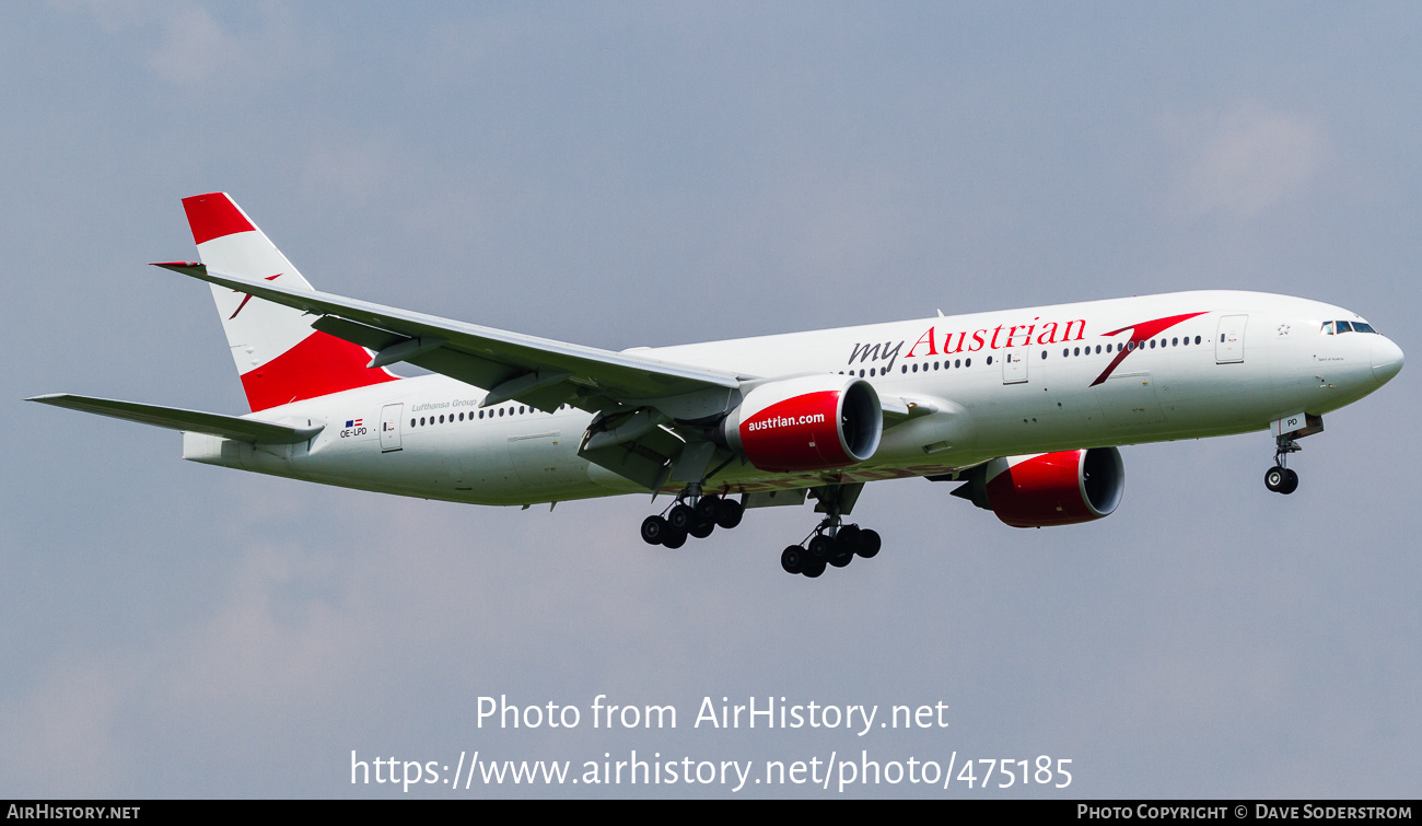 Aircraft Photo of OE-LPD | Boeing 777-2Z9/ER | Austrian Airlines | AirHistory.net #475185