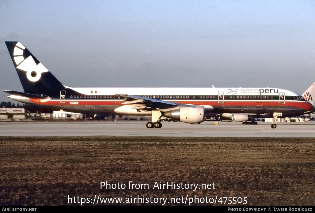 Aircraft Photo of N53AW | Boeing 757-23A | AeroPeru | AirHistory.net #475505