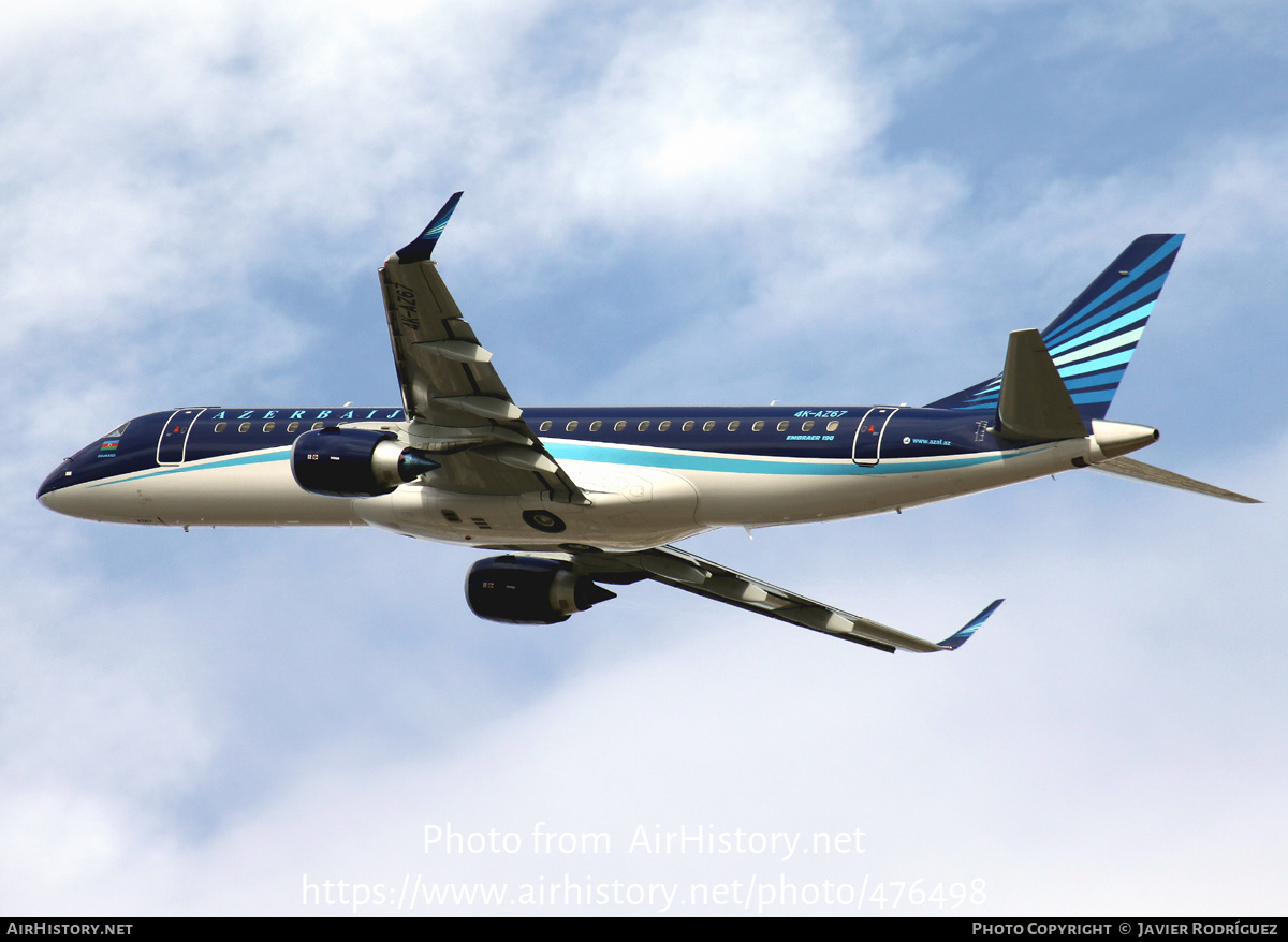 Aircraft Photo of 4K-AZ67 | Embraer 190AR (ERJ-190-100IGW) | Azerbaijan Airlines - AZAL - AHY | AirHistory.net #476498