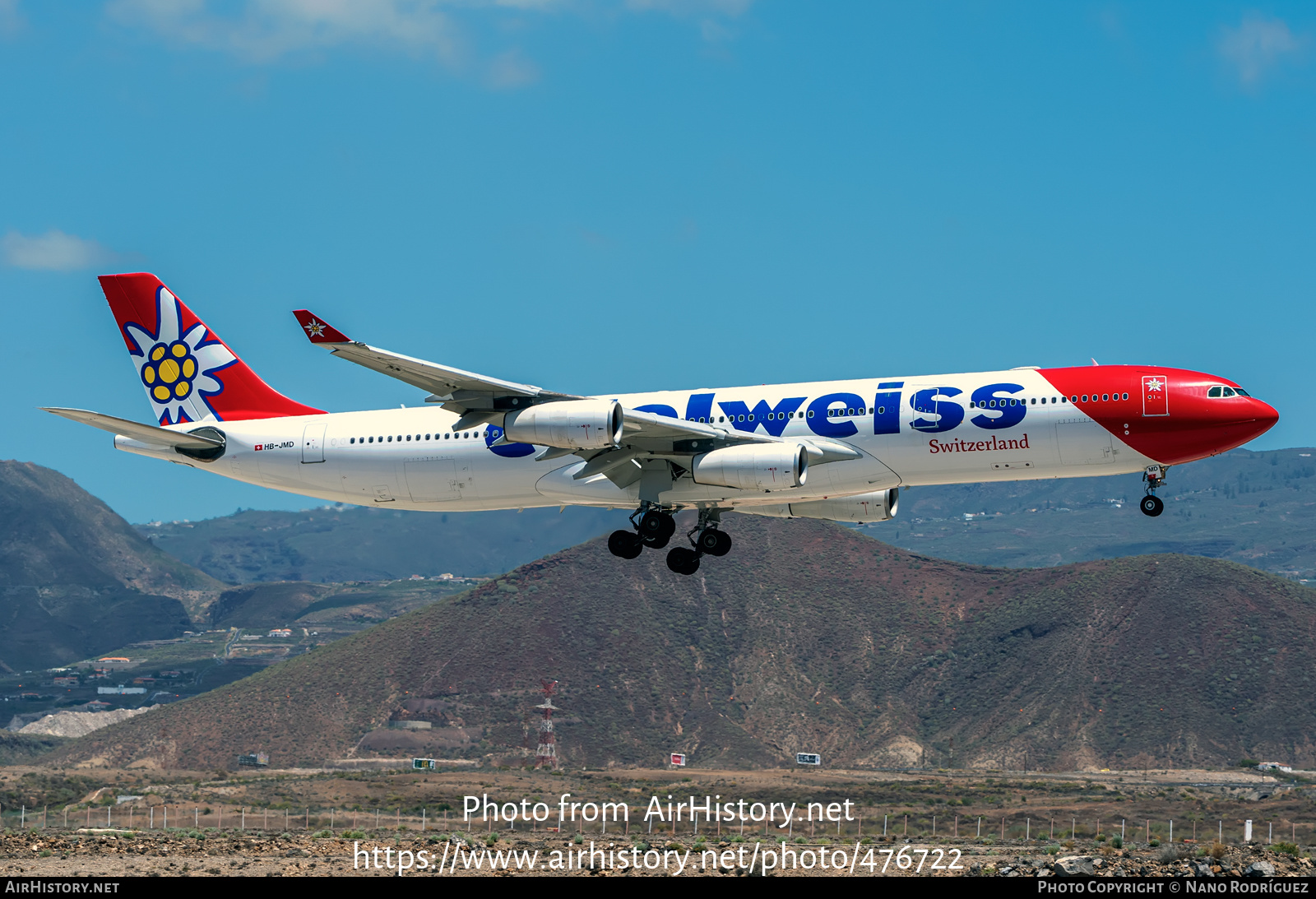 Aircraft Photo of HB-JMD | Airbus A340-313 | Edelweiss Air | AirHistory.net #476722