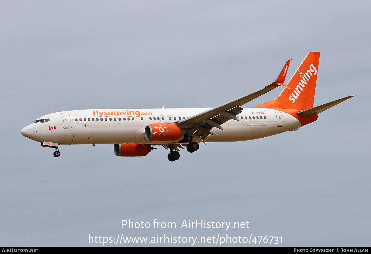 Aircraft Photo of C-FPRP | Boeing 737-8FH | Sunwing Airlines | AirHistory.net #476731