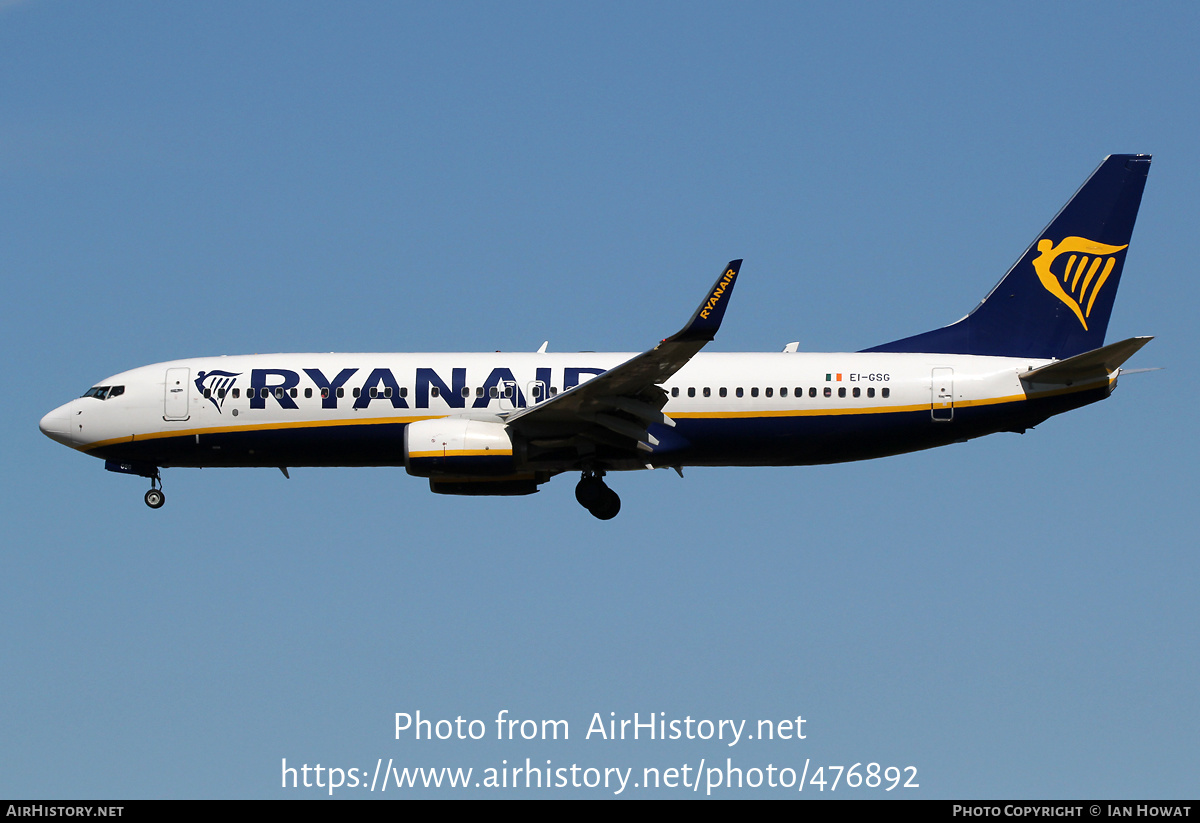 Aircraft Photo of EI-GSG | Boeing 737-800 | Ryanair | AirHistory.net #476892